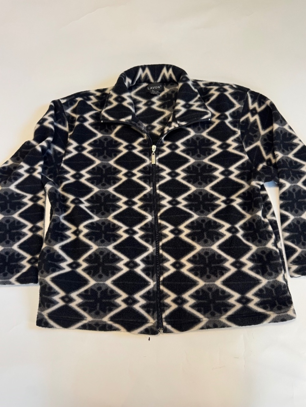Lavon Medium Black, Grey & White Geometric Print Fleece